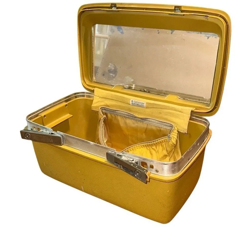 Vintage MCM Samsonite Saturn Retro Vanity Case Hard Suitcase Harvest Gold Yellow